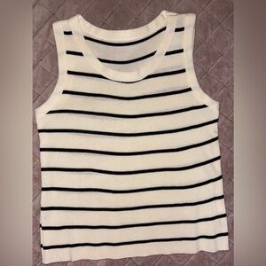 NWOT Source Unknown Black and White Striped Tank Top